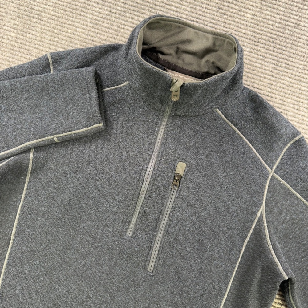 KUHL Revel 1/4 Zip Fleece Pullover Sweater Charcoal Gray Blue Mens Small Outdoor